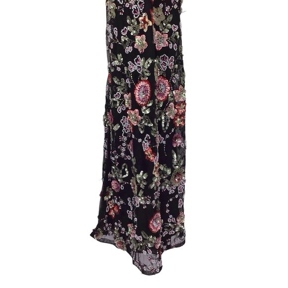 Primavera Beaded Couture Short Black Floral Dress Homecoming Mini Fits Like XS - Picture 4 of 10